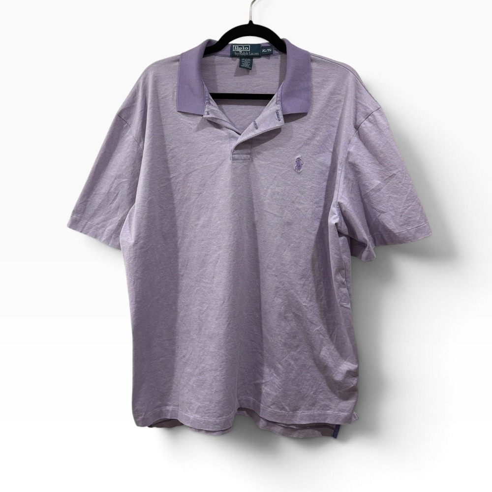 Polo Ralph Lauren Mens XL Purple Micro Stripe Pima Cotton Polo Shirt Pony Logo